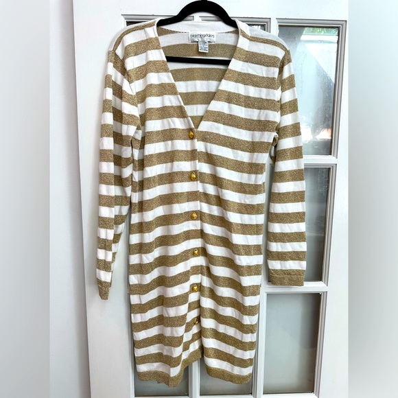 Vintage Bloomingdale's Coatigan Cardigan Sweater Metallic Gold  Size S Petite PS - Picture 1 of 13